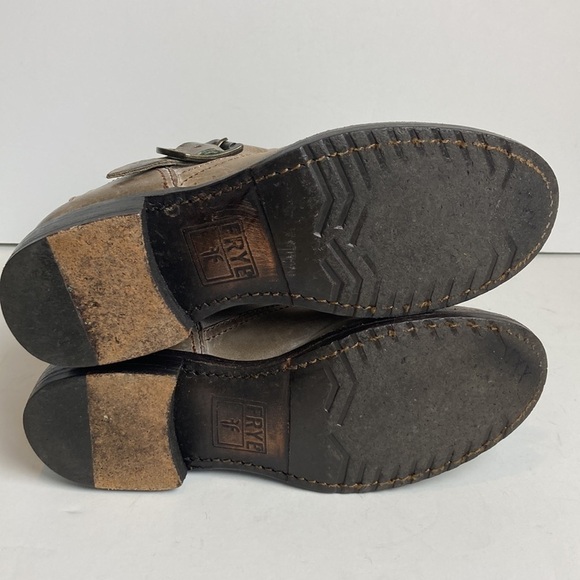 FRYE Slate Brown VERONICA SLOUCH Harness Riding boots Sz 6.5 Distressed Bohemian - Picture 13 of 16